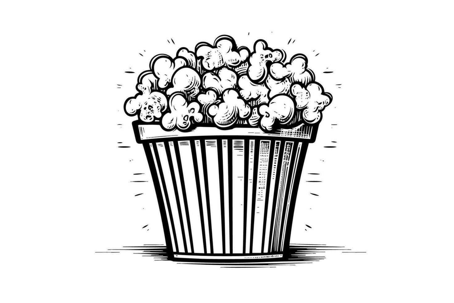 pop corn dans boîte gravure encre vecteur illustration , ligne art.