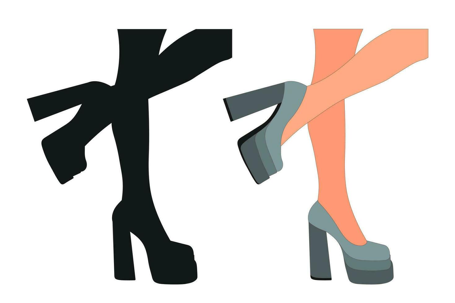 vague image de le silhouette de aux femmes chaussures. des chaussures talons aiguilles, haute talons vecteur