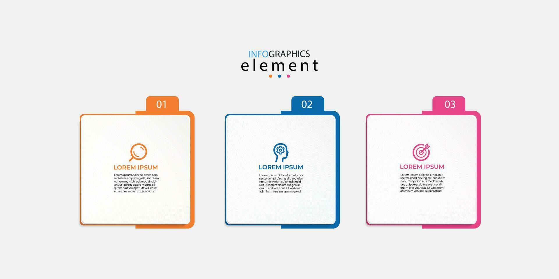 vecteur de modèle de conception d'infographie d'entreprise moderne avec des icônes et 3 options ou étapes. peut être utilisé pour le diagramme de processus, les présentations, la mise en page du flux de travail, la bannière, l'organigramme, le graphique d'informations.eps10 vecteur