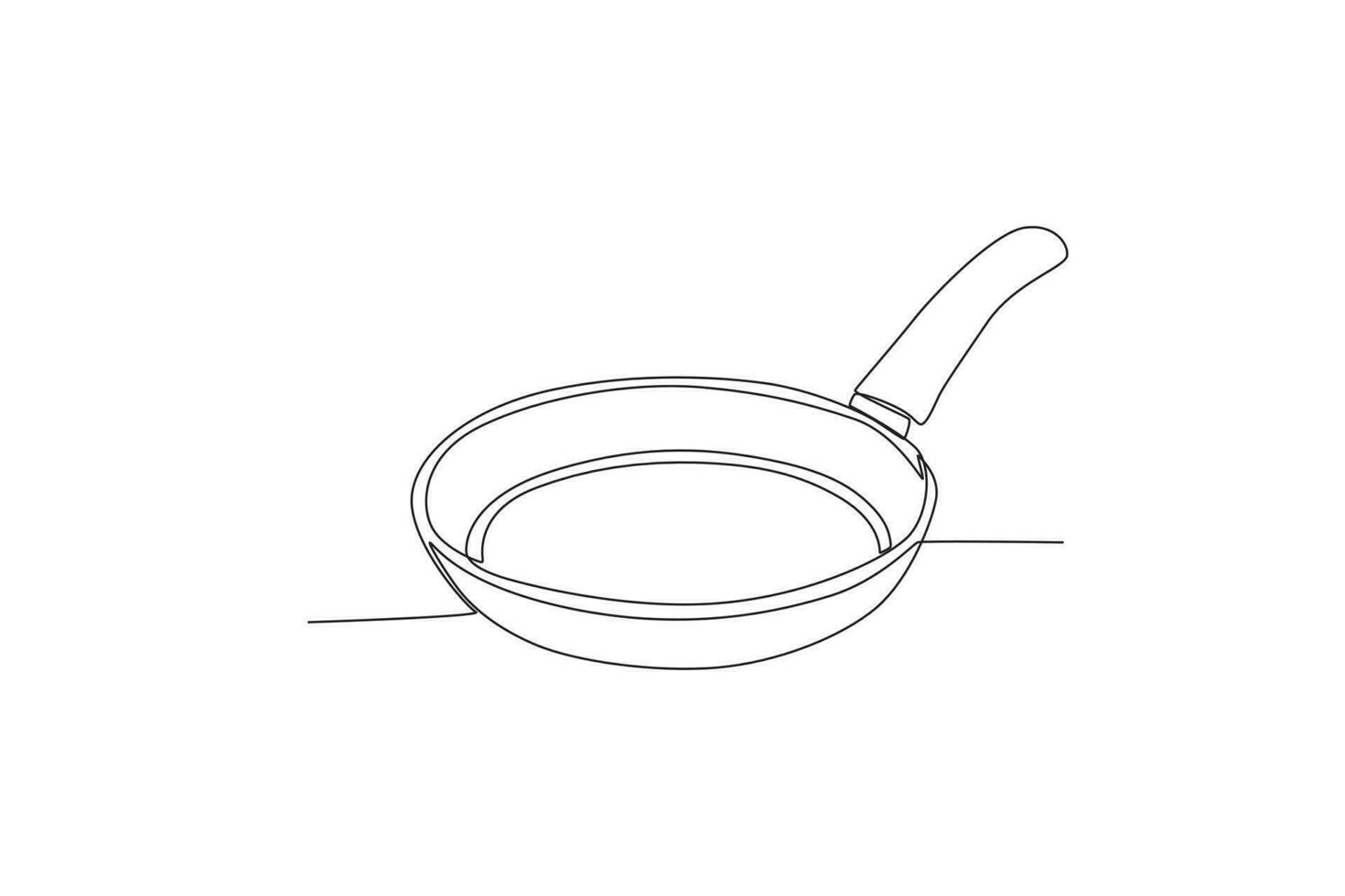 friture la poêle continu ligne dessin vecteur illustration de ustensiles de cuisine