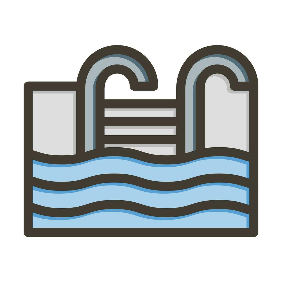 nager bassin vecteur épais ligne rempli couleurs icône pour personnel et commercial utiliser.