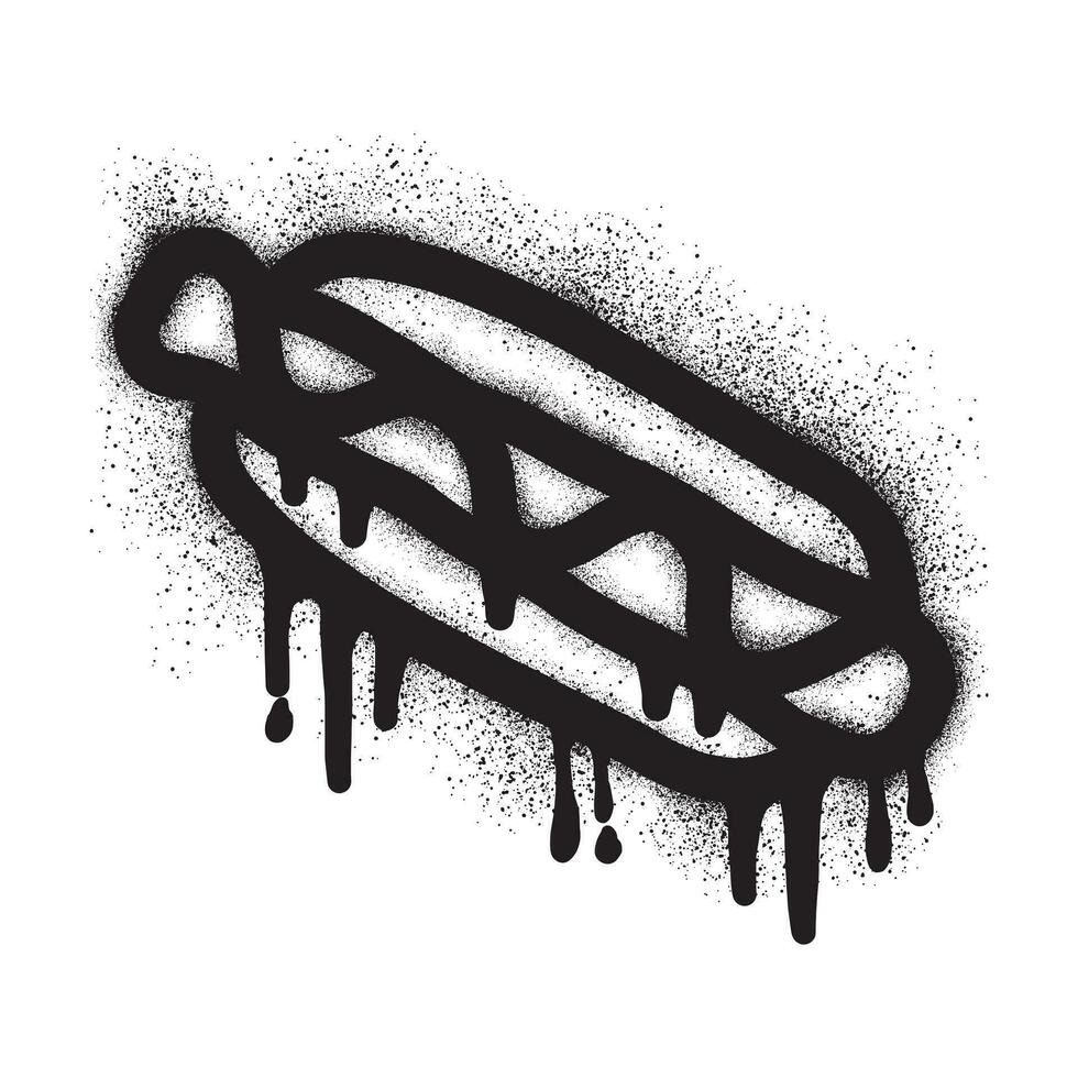vite nourriture chaud chien graffiti avec noir vaporisateur peindre vecteur