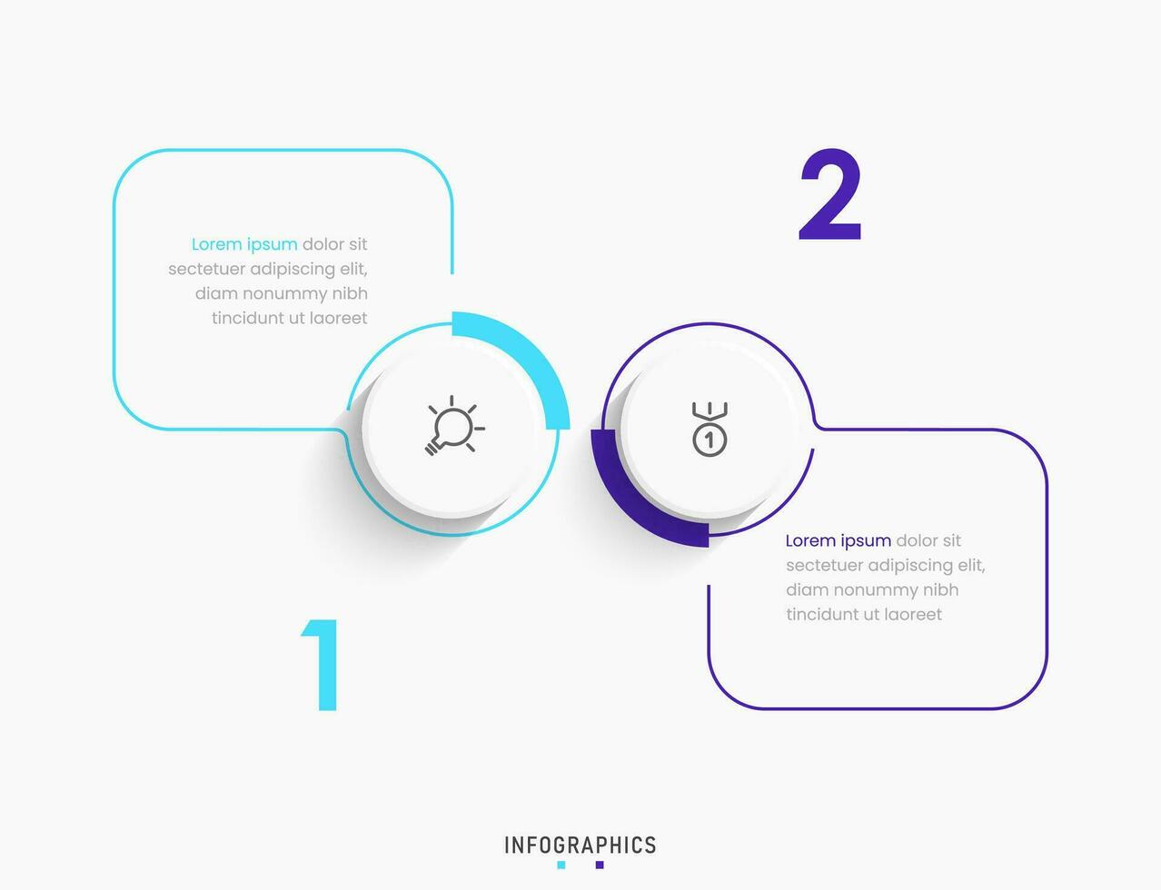 modèle de conception d'étiquettes infographiques vectorielles avec icônes et 2 options ou étapes. peut être utilisé pour le diagramme de processus, les présentations, la mise en page du flux de travail, la bannière, l'organigramme, le graphique d'informations. vecteur