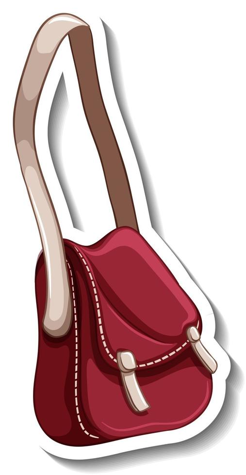 un modèle d'autocollant avec un sac à bandoulière pour femme isolé vecteur