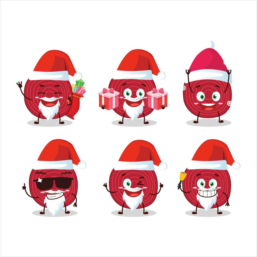Père Noël claus émoticônes avec tranche de betterave dessin animé personnage vecteur