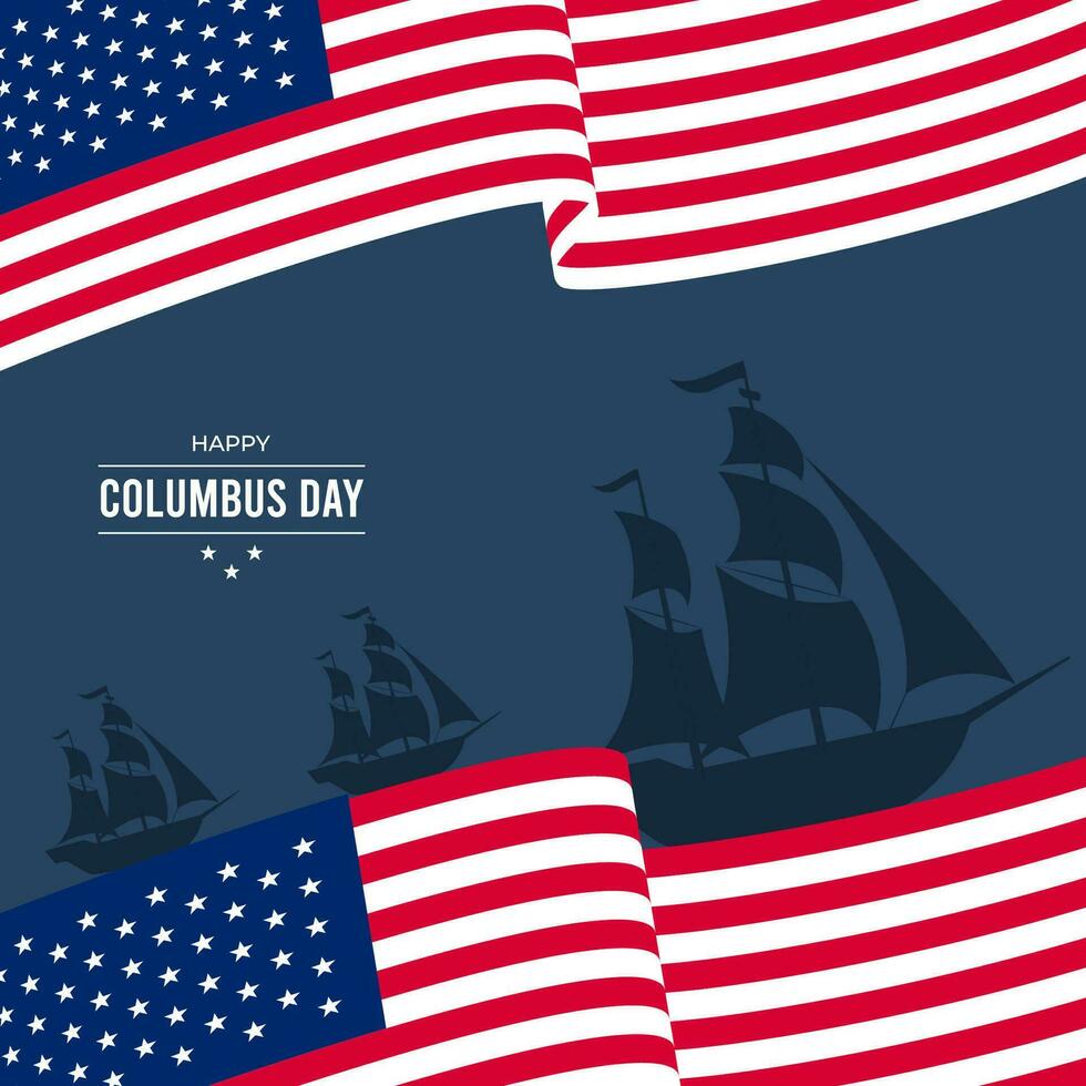 Colomb journée bannière avec Etats-Unis Plans et drapeau illustration vecteur