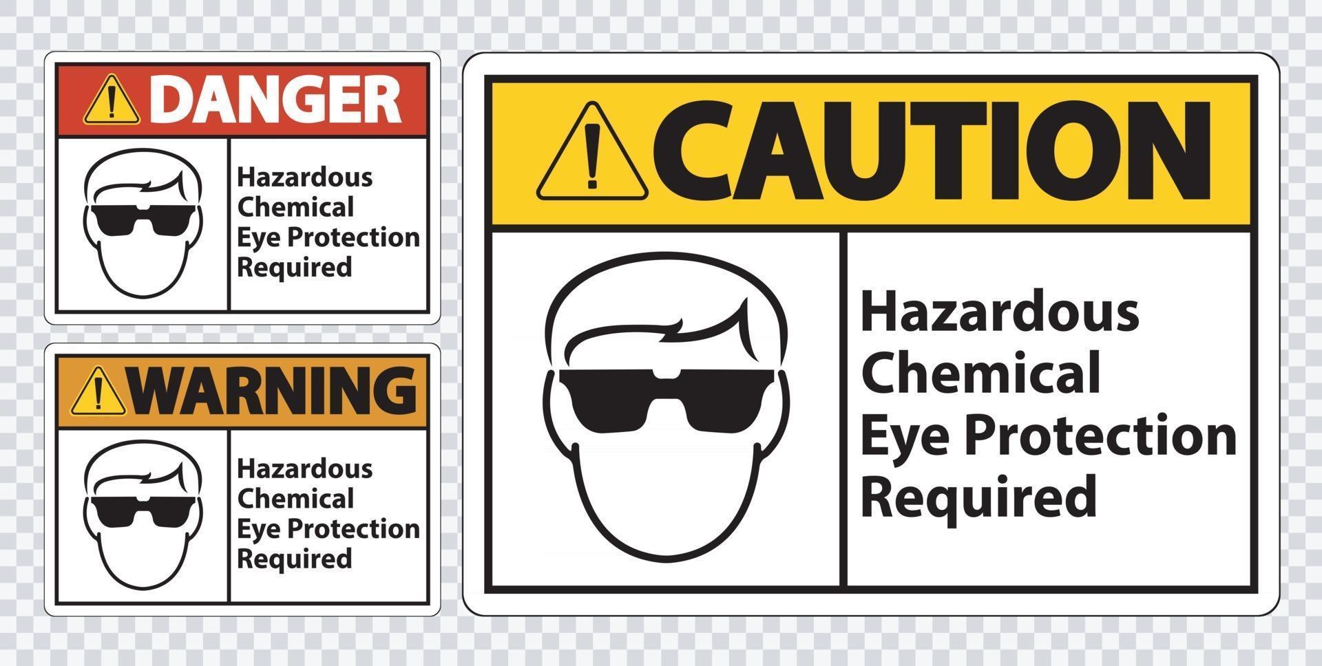 Isoler le signe symbole dangereux de protection des yeux chimiques sur fond transparent, illustration vectorielle vecteur