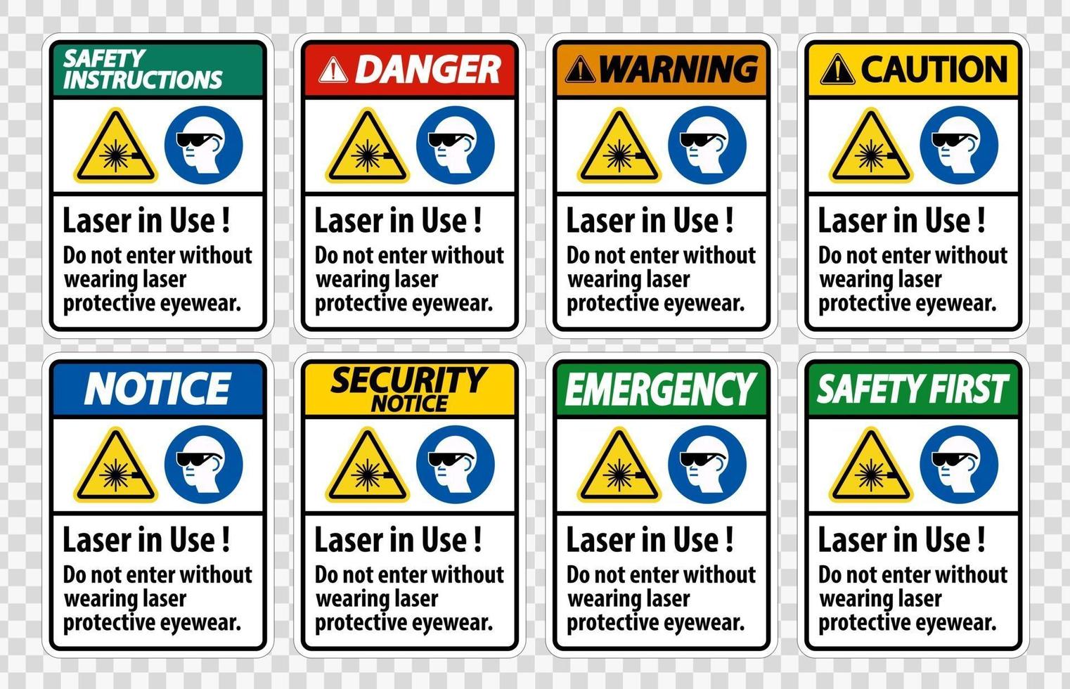 étiquette de sécurité ppe d'avertissement, le laser utilisé ne pas entrer sans porter des lunettes de protection laser vecteur