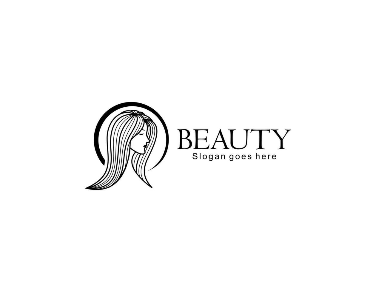vecteur modèle logo pour beauté salon stylisé longue aux cheveux femme