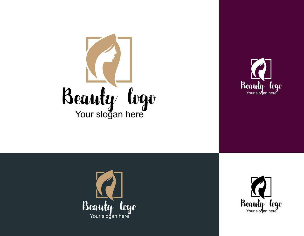 beauté femme mode logo. d'or abstrait vecteur modèle linéaire style sur une noir Contexte