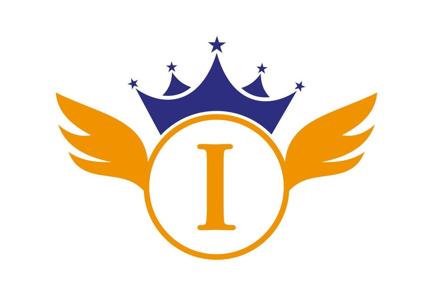 lettre je transport logo avec aile, bouclier et couronne icône. aile logo sur bouclier symbole vecteur