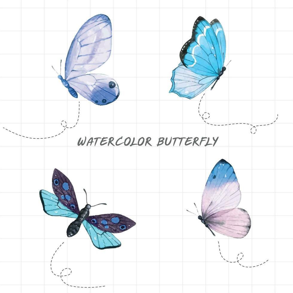 aquarelle papillon ensemble, vecteur illustration