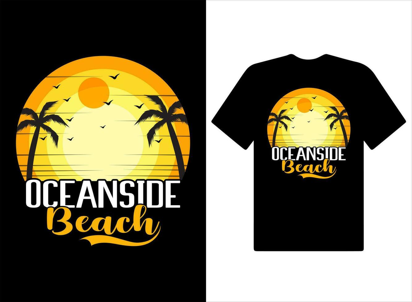 Oceanside plage été t-shirts conception ancien été illustration pro vecteur