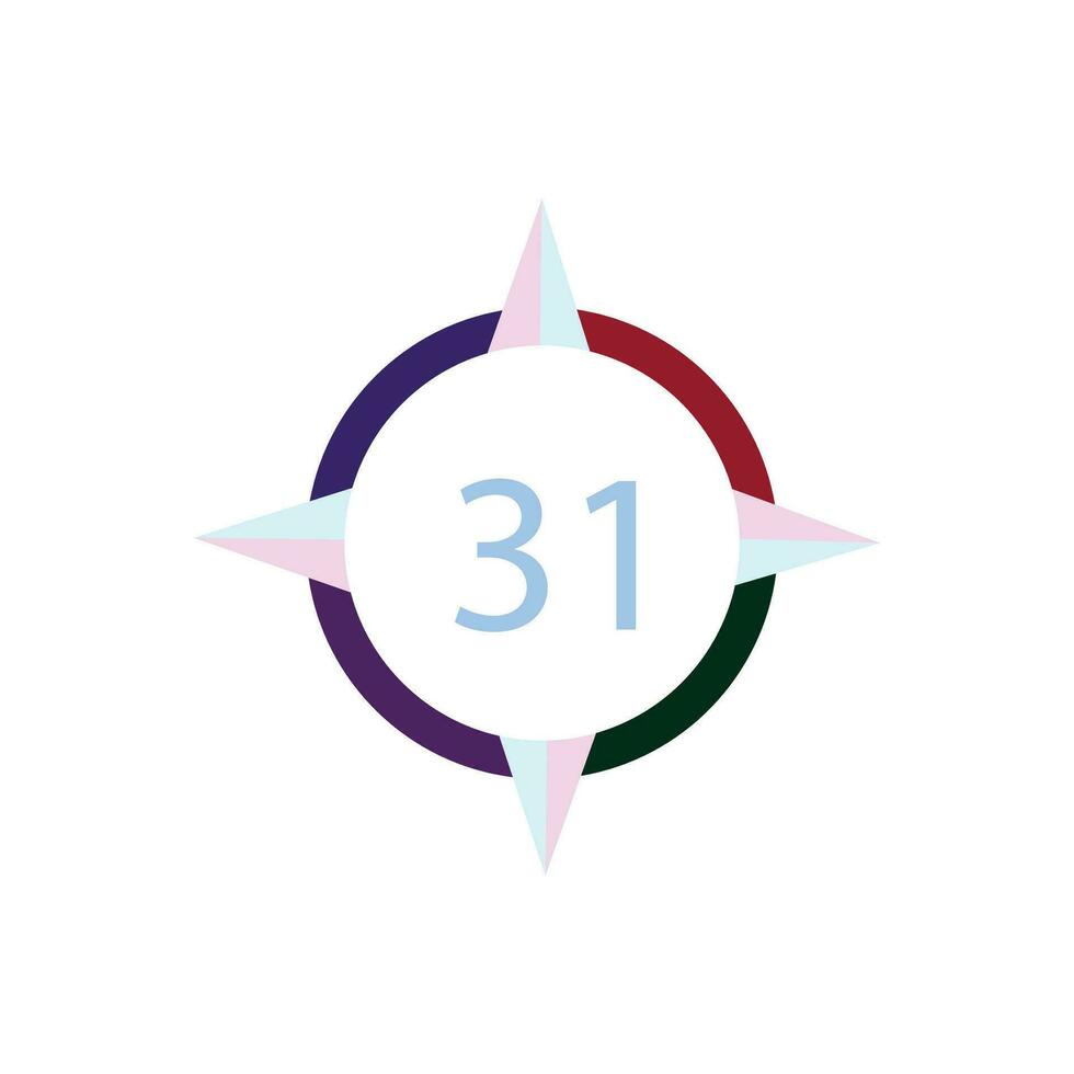 le nombre 31 est montré dans une cercle avec une boussole vecteur