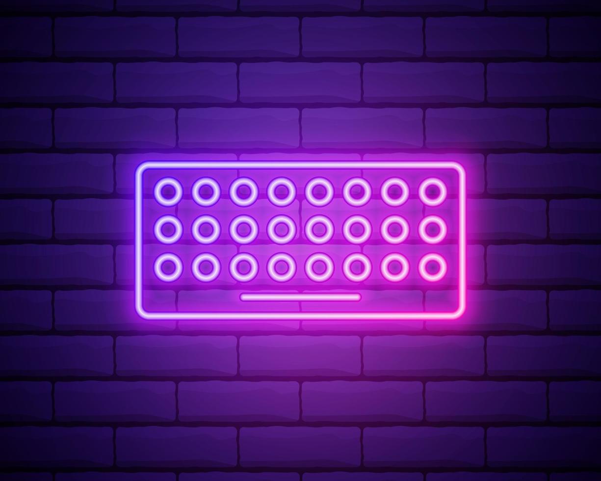 icône néon du clavier. ligne mince simple, vecteur de contour des icônes de pièces d'ordinateur pour ui et ux, site Web ou application mobile.