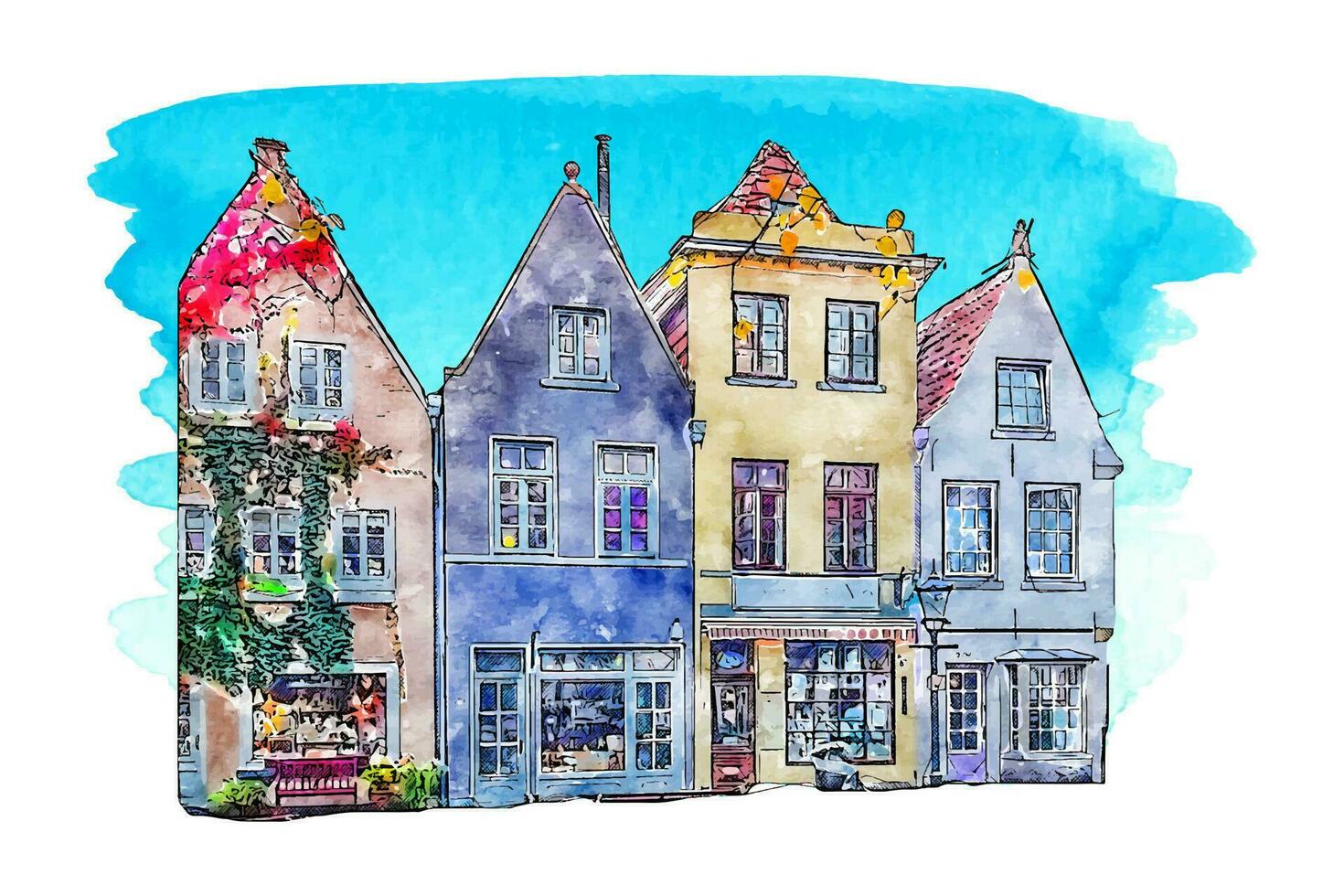 bremen Allemagne aquarelle main tiré illustration isolé sur blanc Contexte vecteur