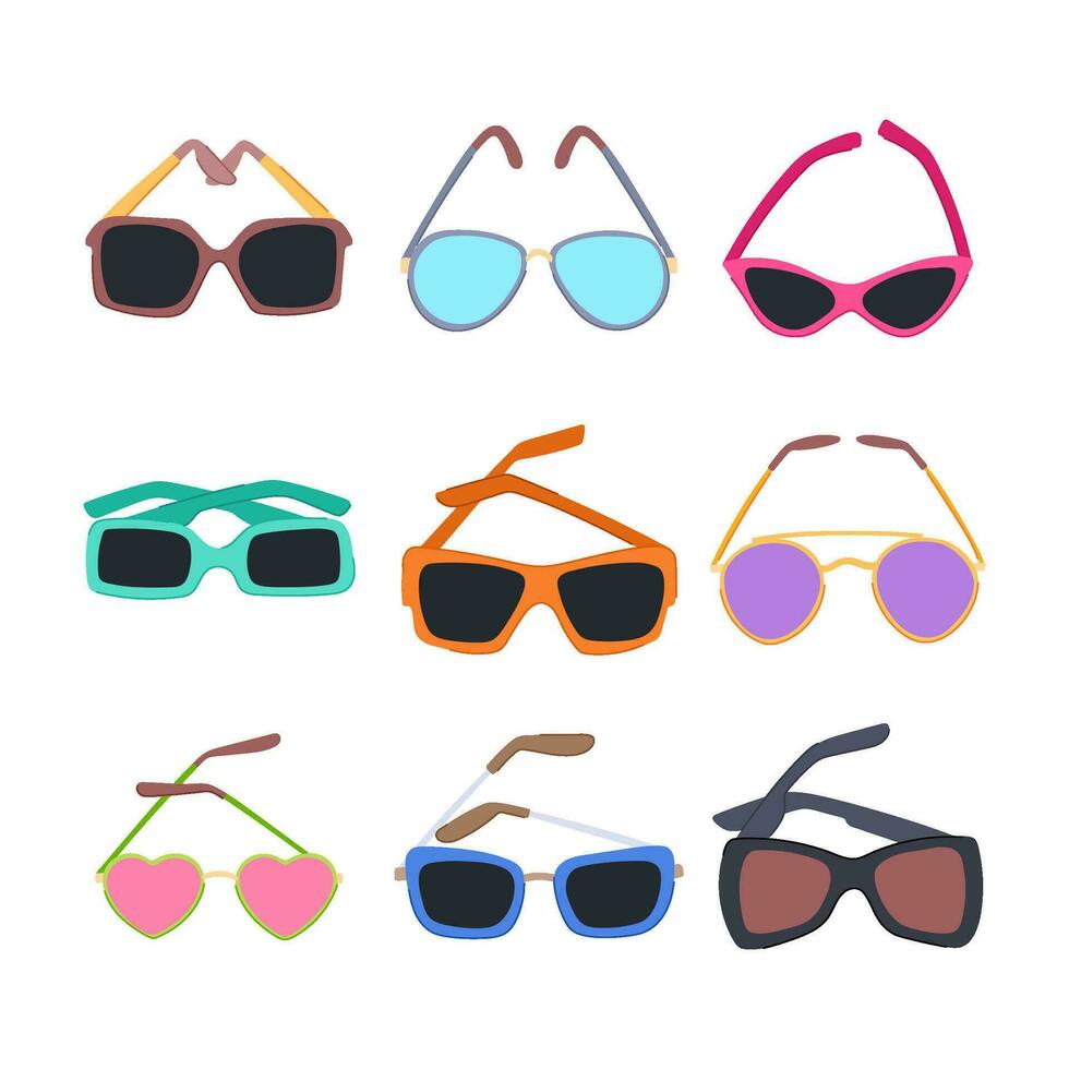 lunettes de soleil femmes set illustration vectorielle de dessin animé vecteur