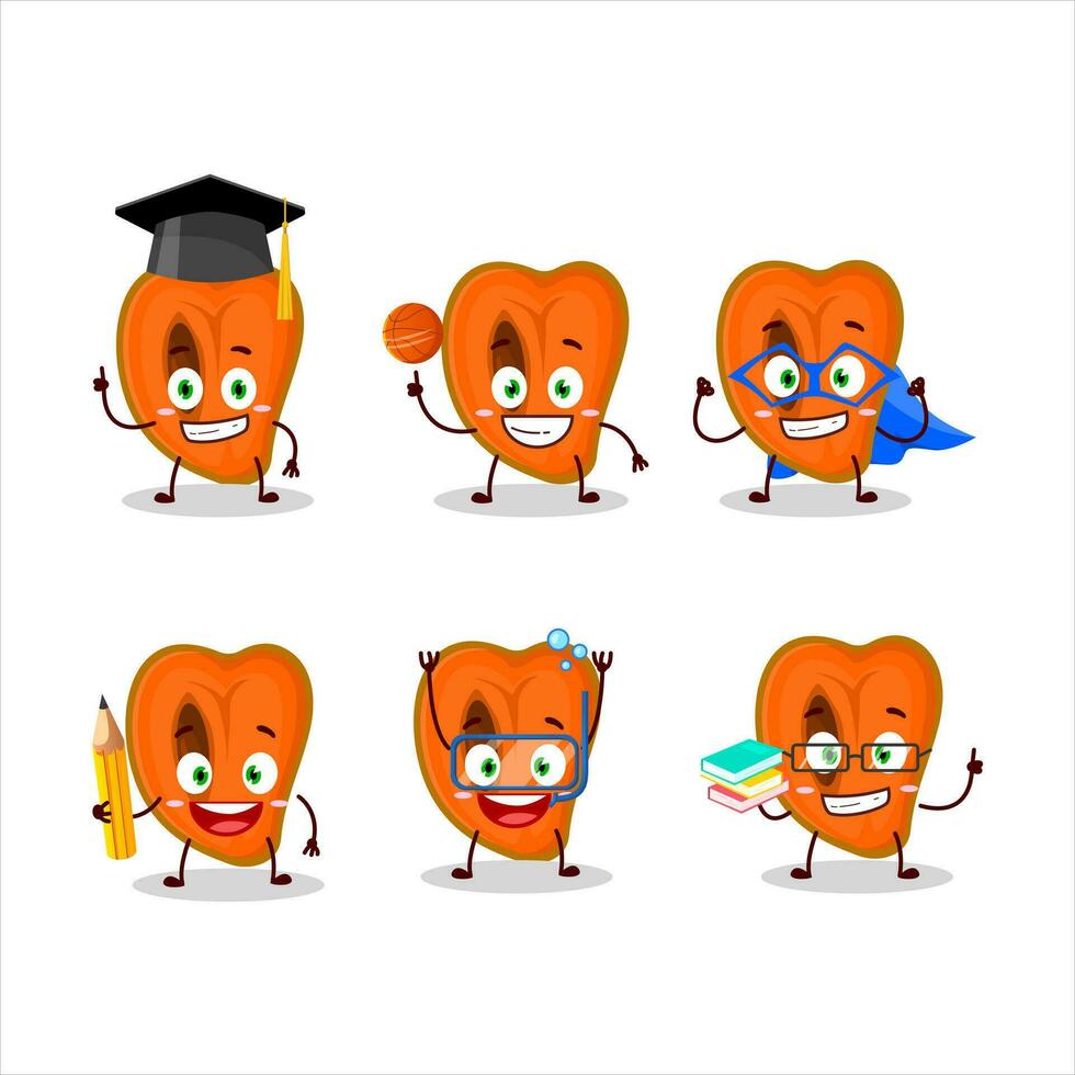 école étudiant de tranche de zapote dessin animé personnage avec divers expressions vecteur