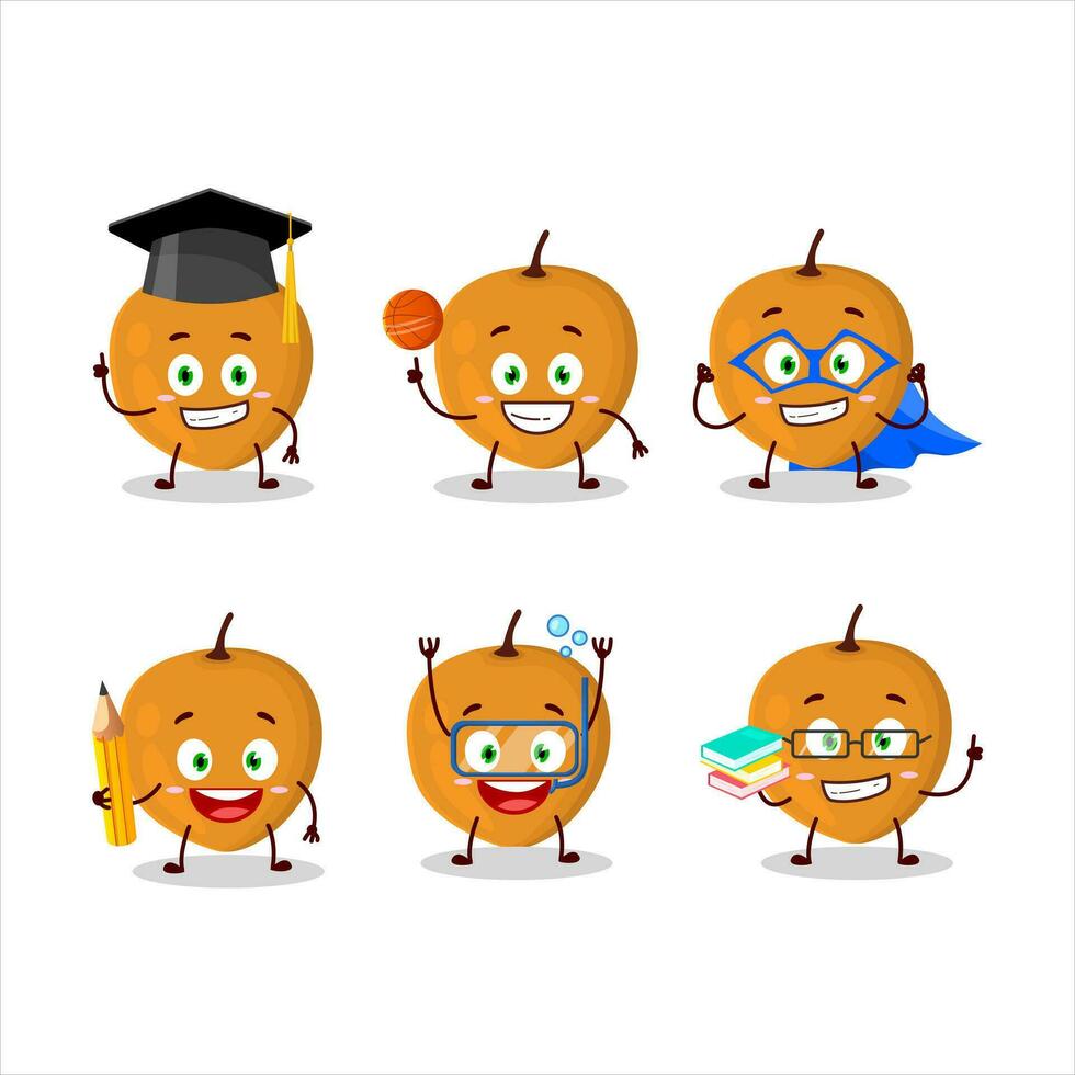 école étudiant de lulo fruit dessin animé personnage avec divers expressions vecteur