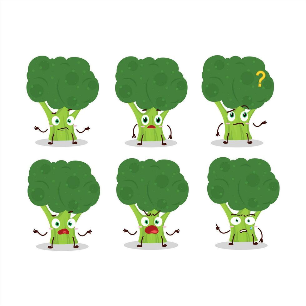 dessin animé personnage de brocoli avec quoi expression vecteur