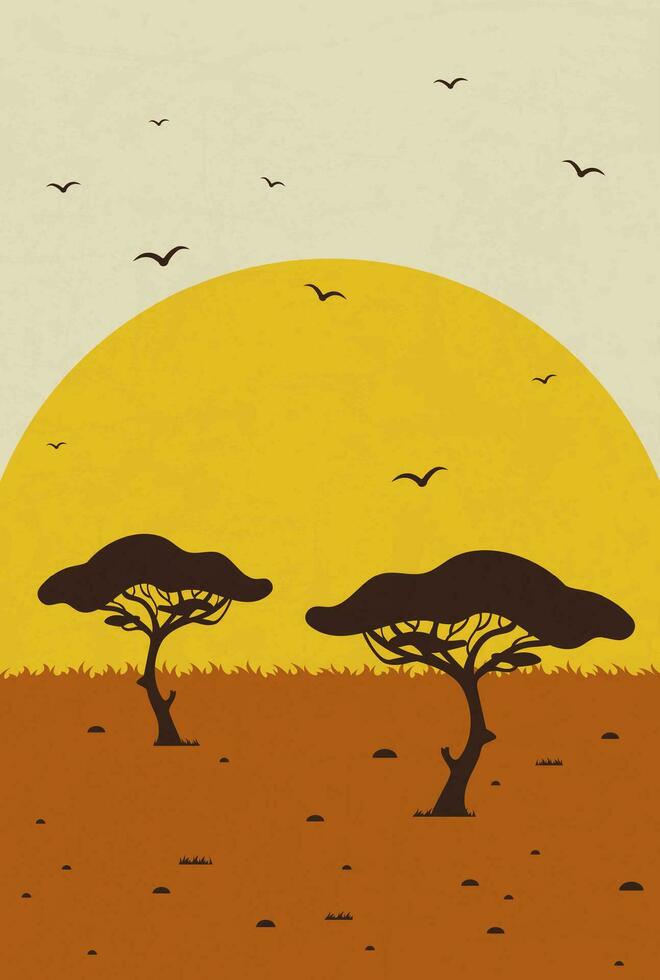 savane sauvage la nature de Afrique illustration affiche vecteur