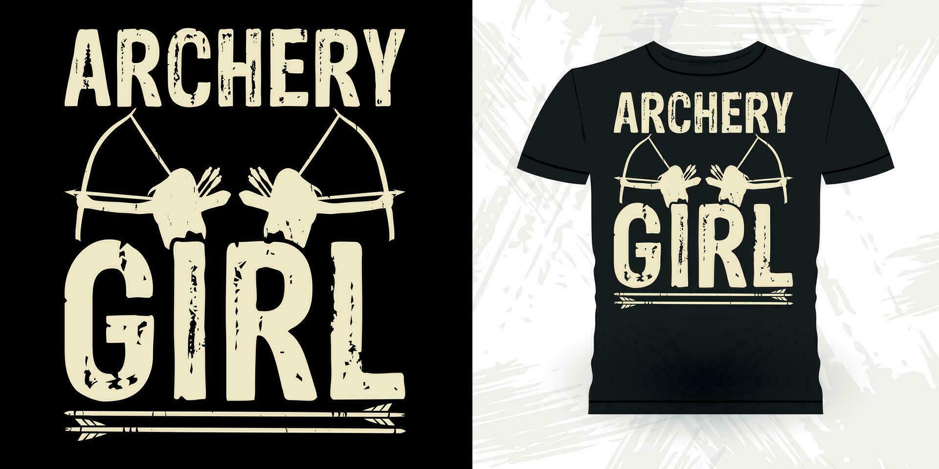 tir à l'arc fille marrant archer chasse amoureux ancien tir à l'arc T-shirt conception vecteur