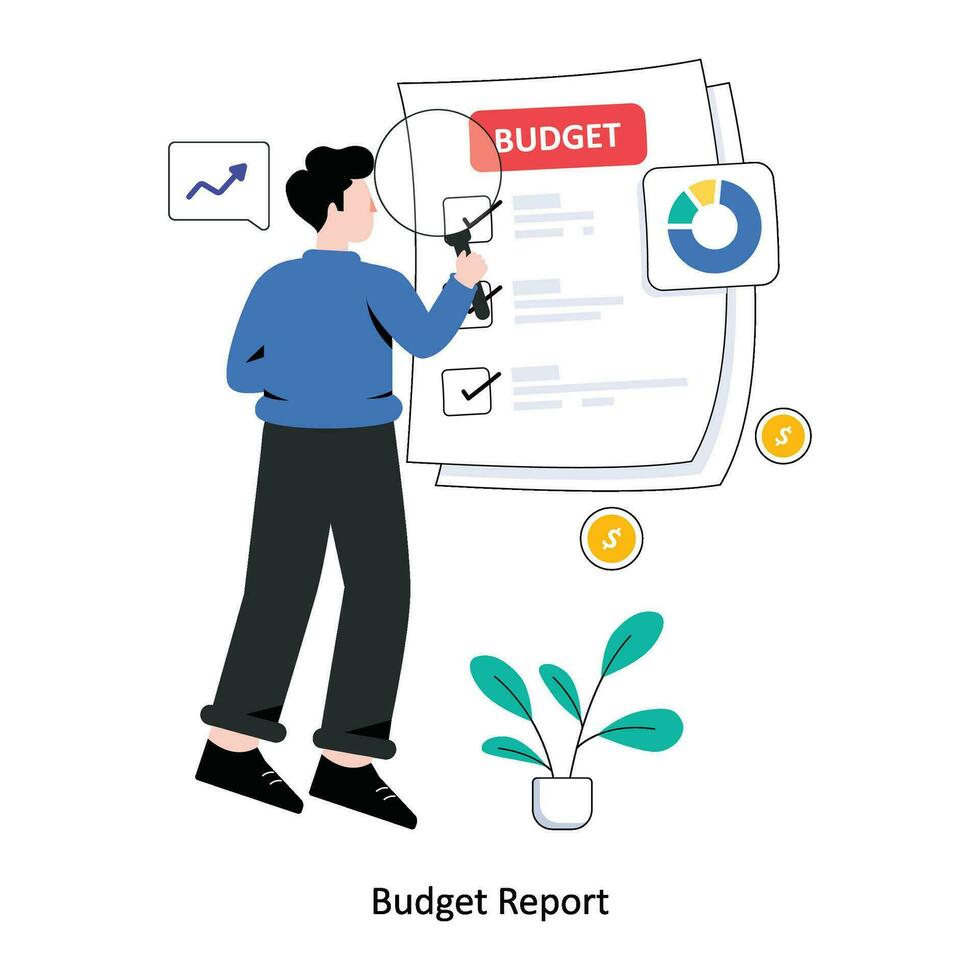 budget rapport plat style conception vecteur illustration. Stock illustration