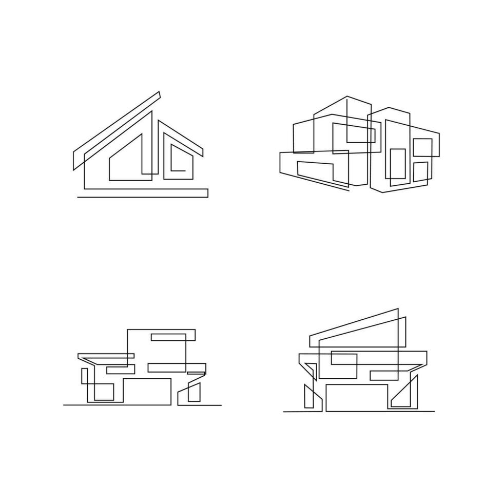 architecture maison ligne illustration conception vecteur