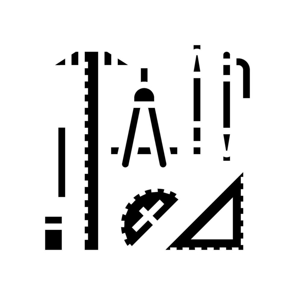 rédaction outils architectural rédacteur glyphe icône vecteur illustration