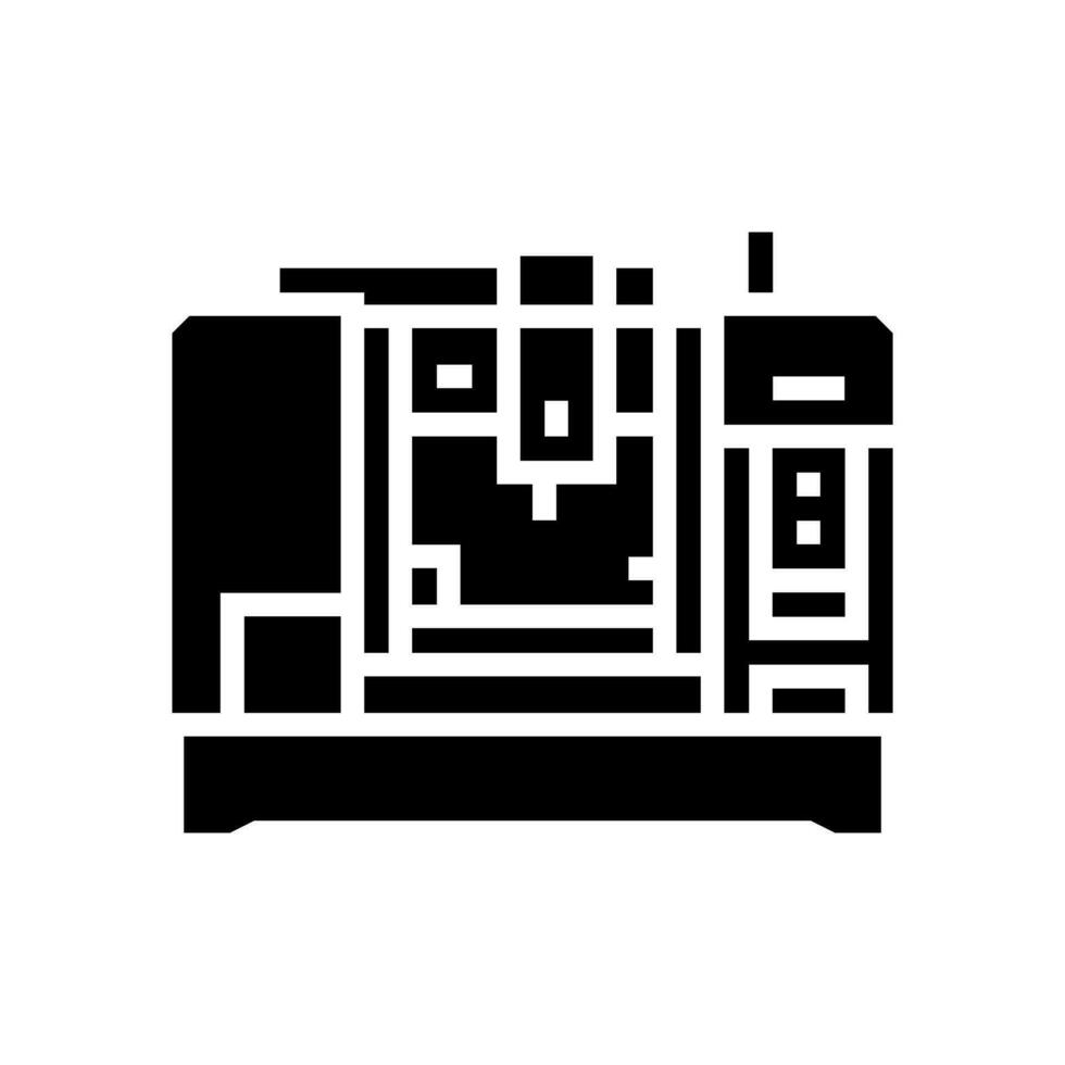 usinage centre fabrication ingénieur glyphe icône vecteur illustration
