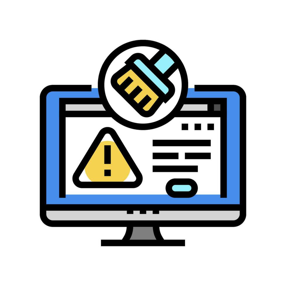 virus suppression réparation ordinateur Couleur icône vecteur illustration
