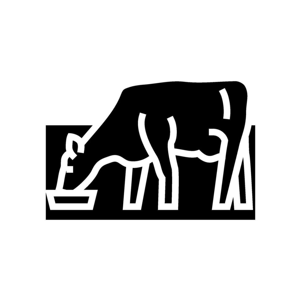vache en buvant l'eau glyphe icône vecteur illustration
