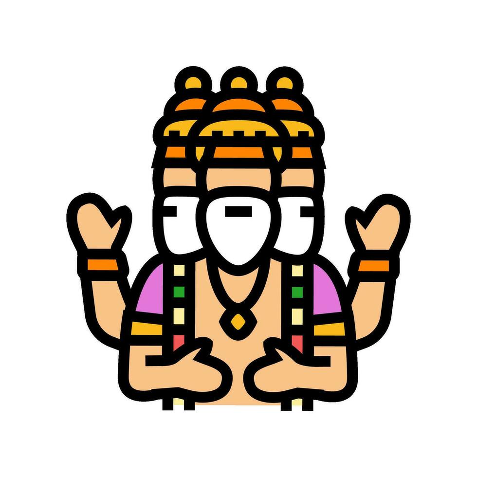 Brahma Dieu Indien Couleur icône vecteur illustration