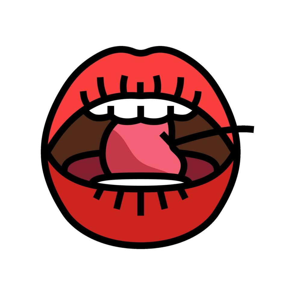 Cerise sexy bouche femelle Couleur icône vecteur illustration