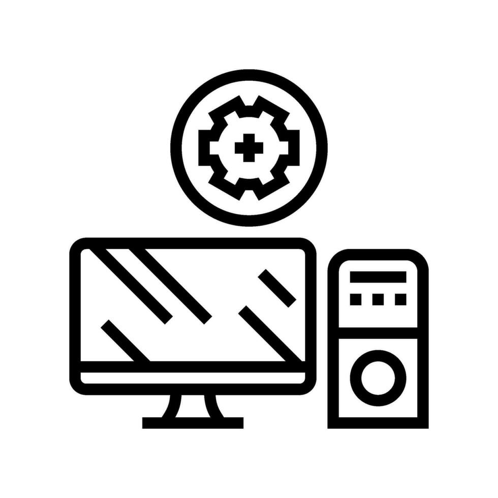 ordinateur entretien réparation ligne icône vecteur illustration