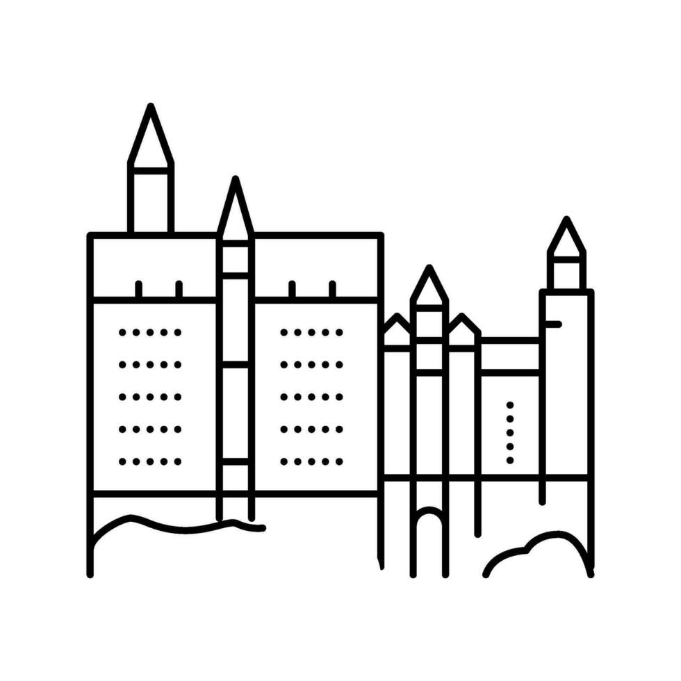 illustration vectorielle de l'icône de la ligne du château de neuschwanstein vecteur