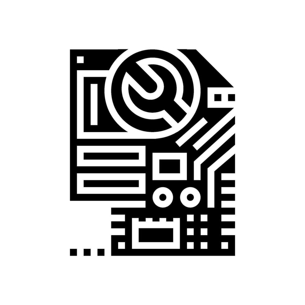 carte mère réparation ordinateur glyphe icône vecteur illustration