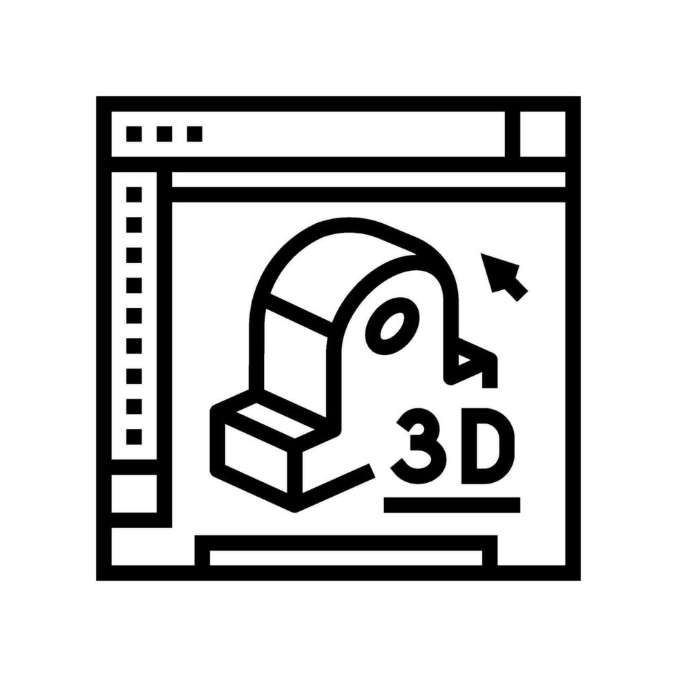 3d la modélisation architectural rédacteur ligne icône vecteur illustration