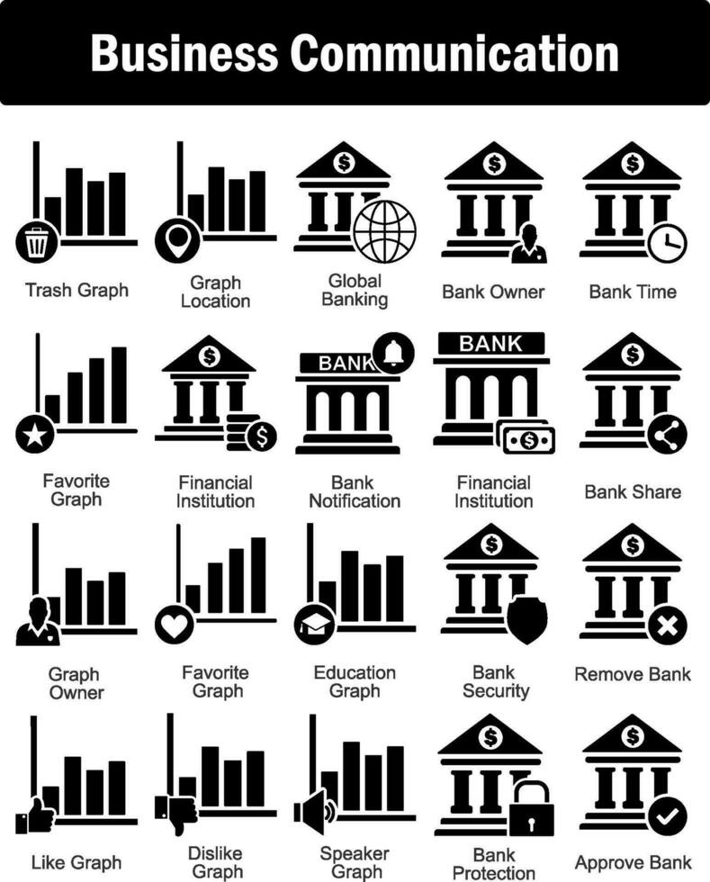 une ensemble de 20 affaires Icônes comme poubelle graphique, graphique emplacement, global bancaire vecteur