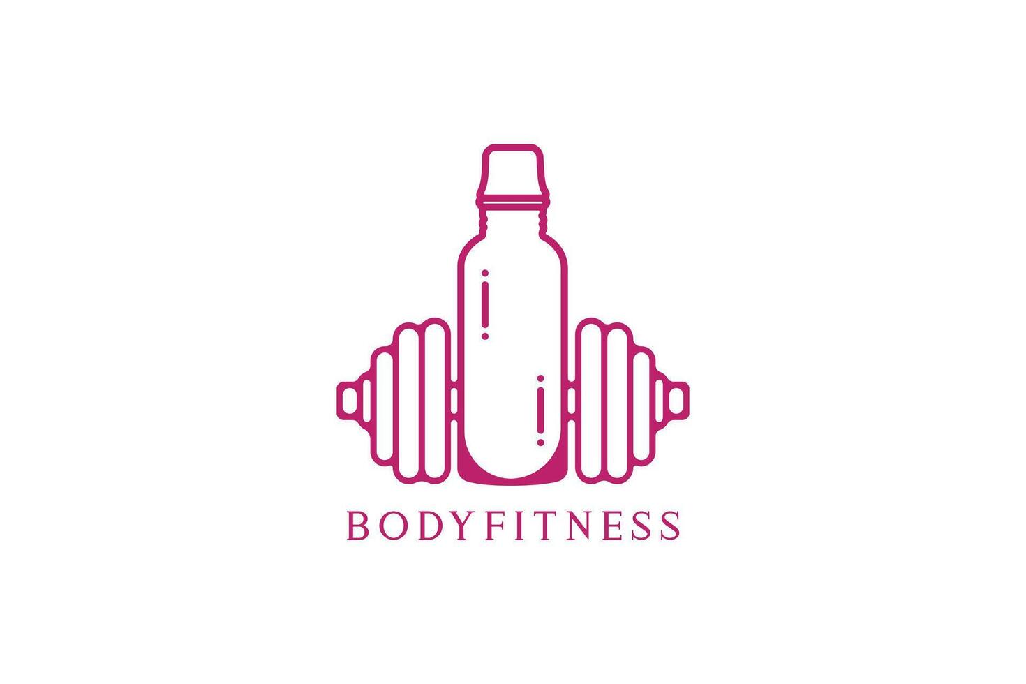 Gym exercice haltère avec l'eau bouteille logo icône. Gym aptitude icône conception concept. bouteille l'eau Gym avec poids icône conception. vecteur