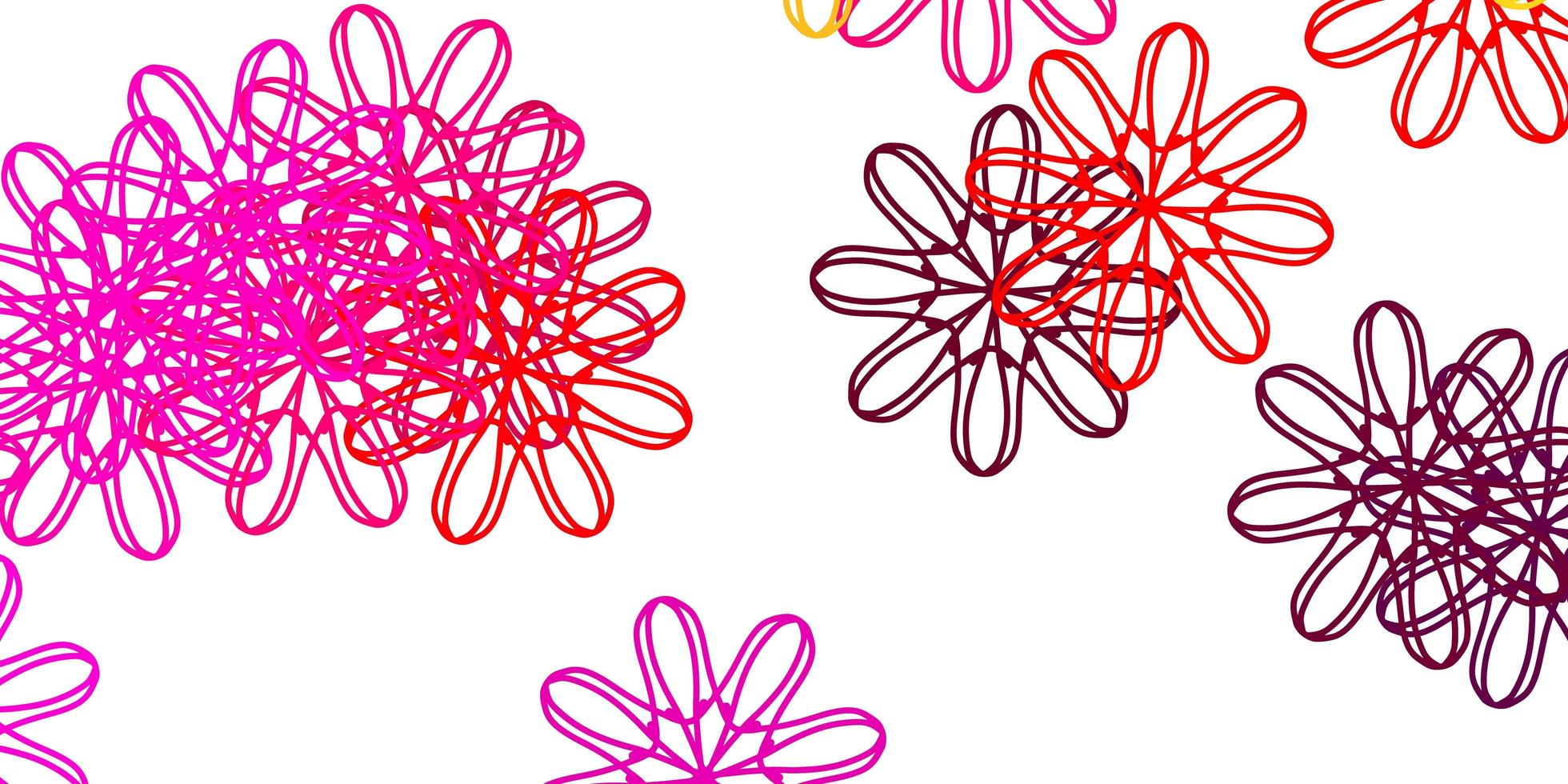 texture de doodle vecteur rose clair, jaune avec des fleurs.