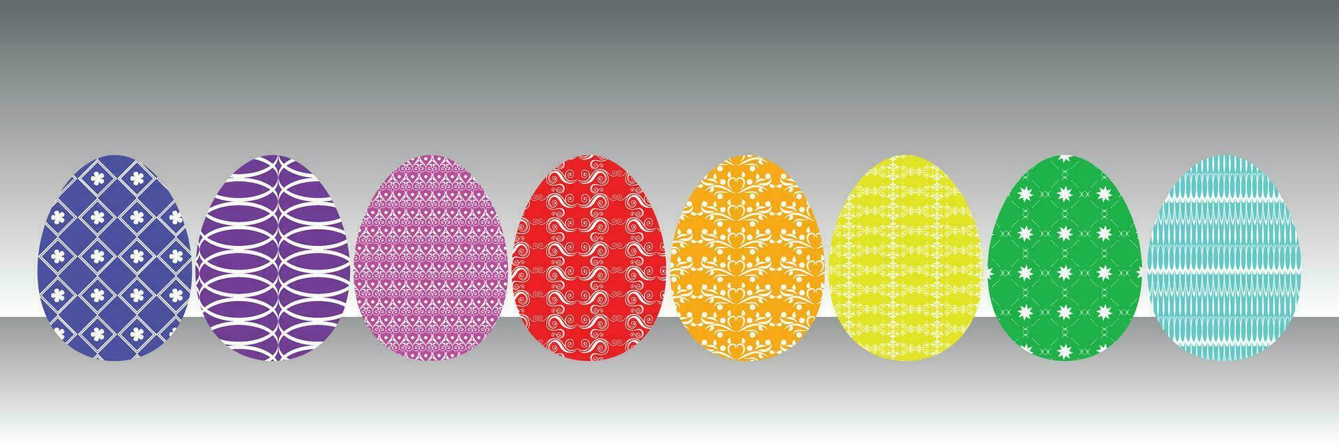 ensemble de coloré Pâques des œufs avec différent motifs vecteur