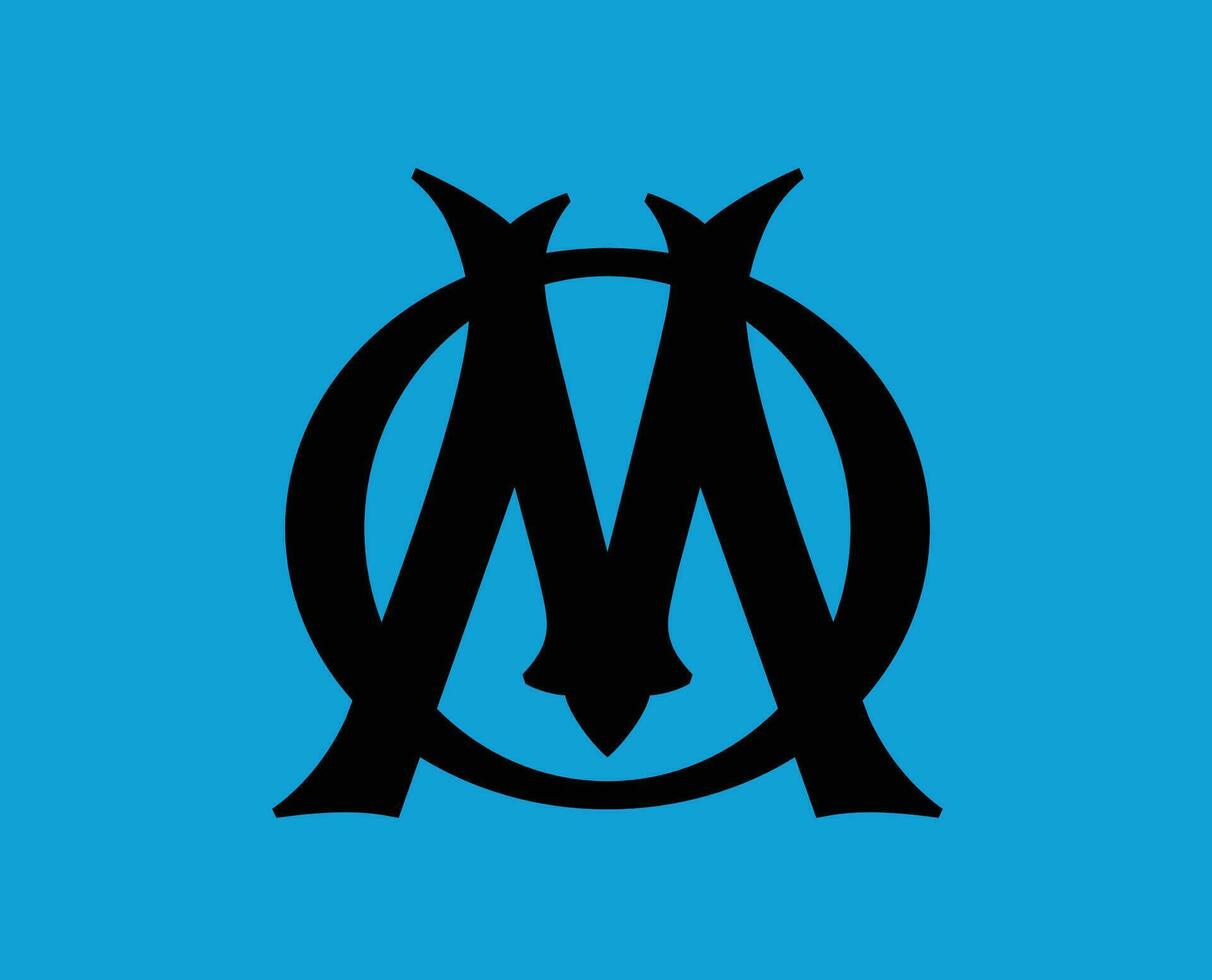 olympique de marseille club symbole logo noir ligue 1 Football français abstrait conception vecteur illustration avec bleu Contexte