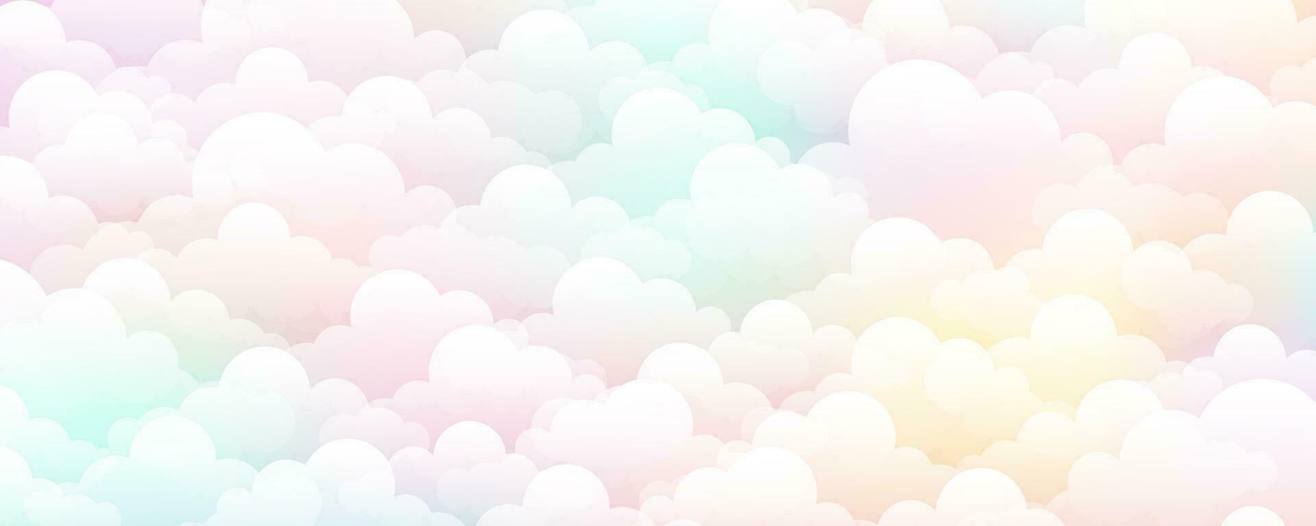 nuageux ciel contexte. dessin animé vecteur pastel modèle. abstrait arc en ciel toile de fond de fantaisie la nature.
