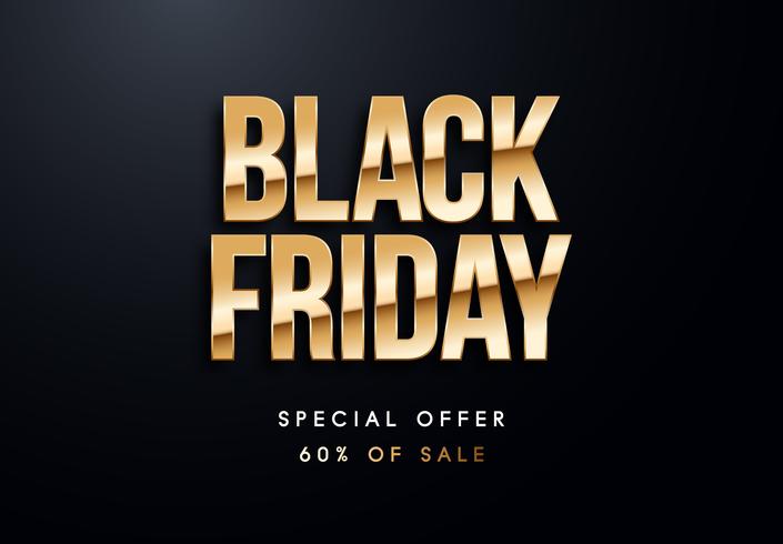 Black Friday lettres d&#39;or vector illustration