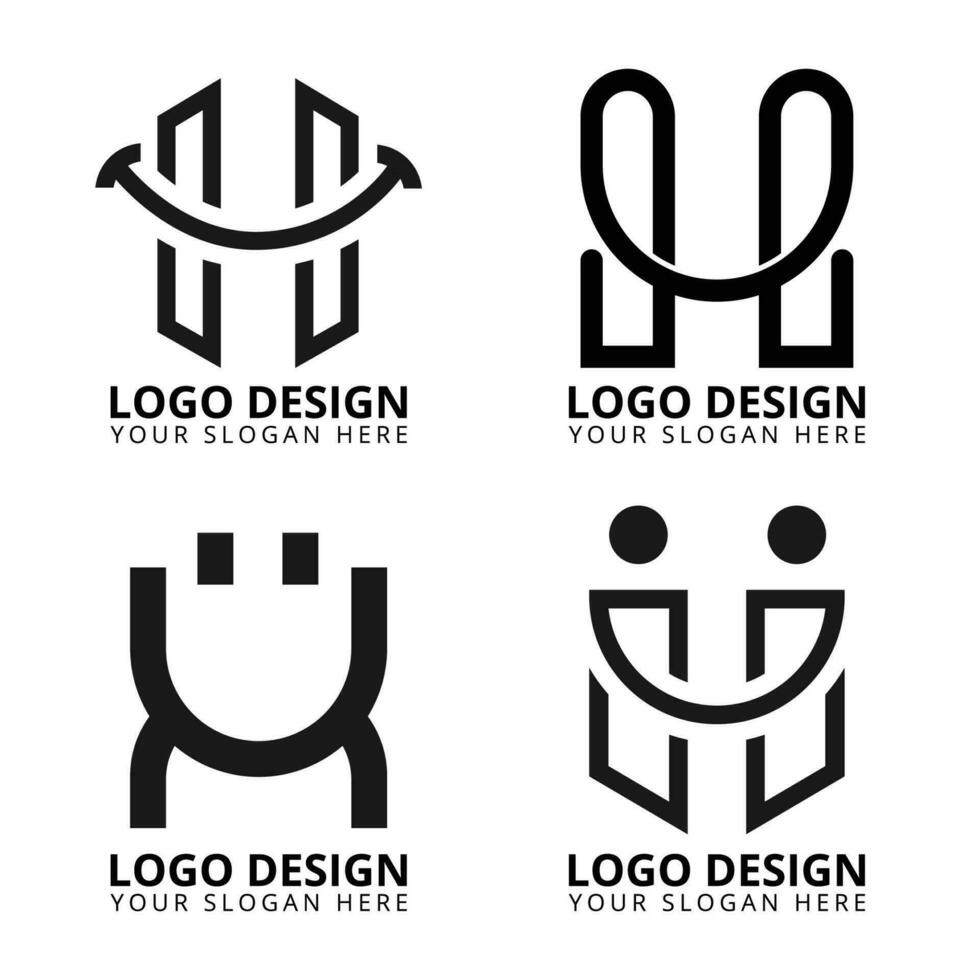 lettre h logo conception avec sourire icône vecteur