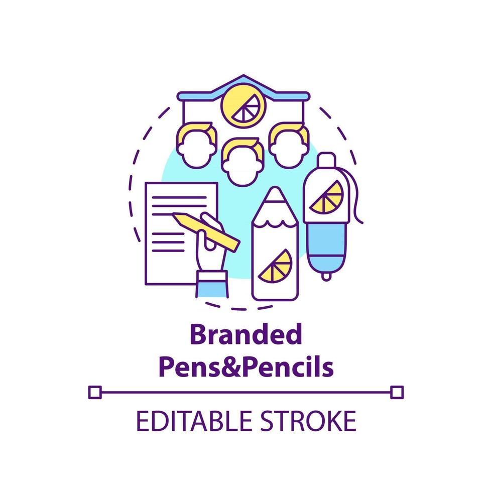 icône de concept de stylos et crayons de marque vecteur