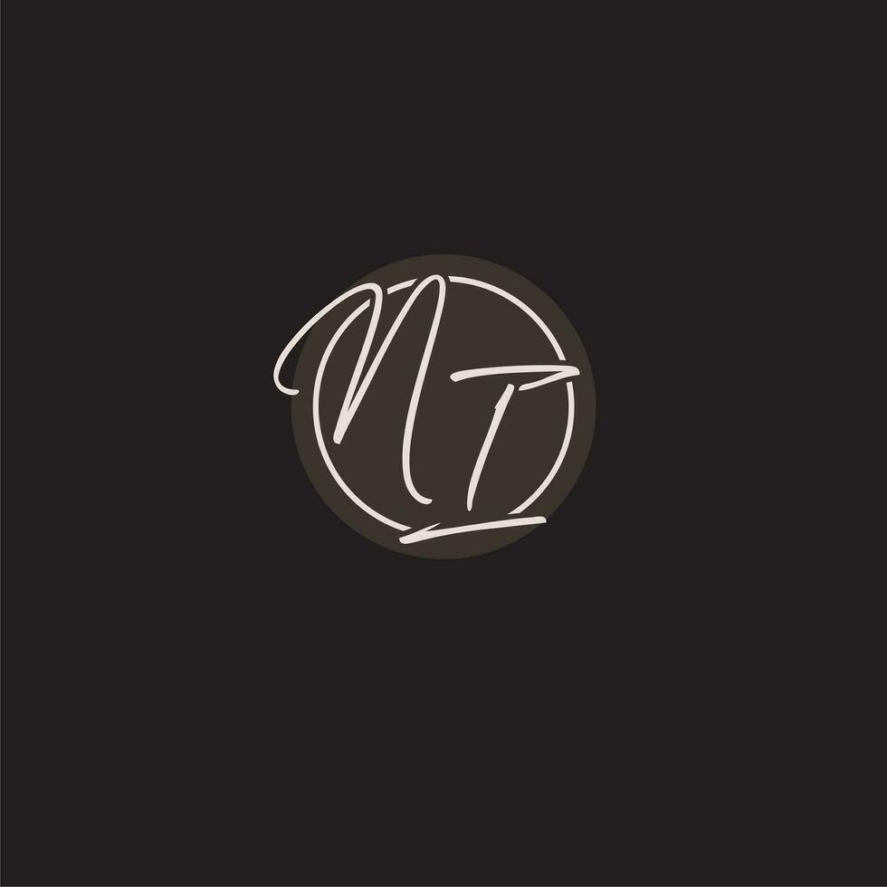 initiales ni logo monogramme avec Facile cercle ligne style vecteur