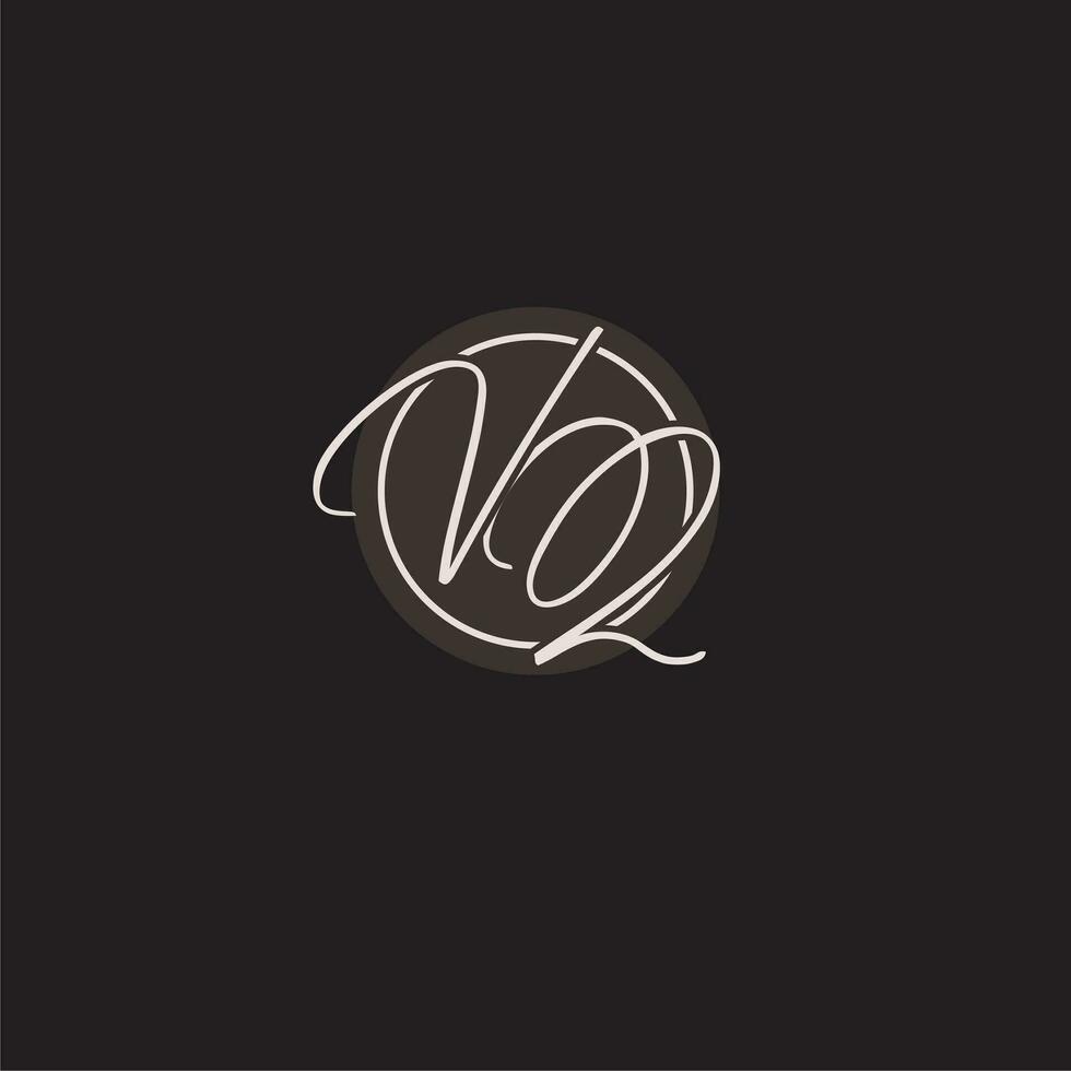 initiales vq logo monogramme avec Facile cercle ligne style vecteur