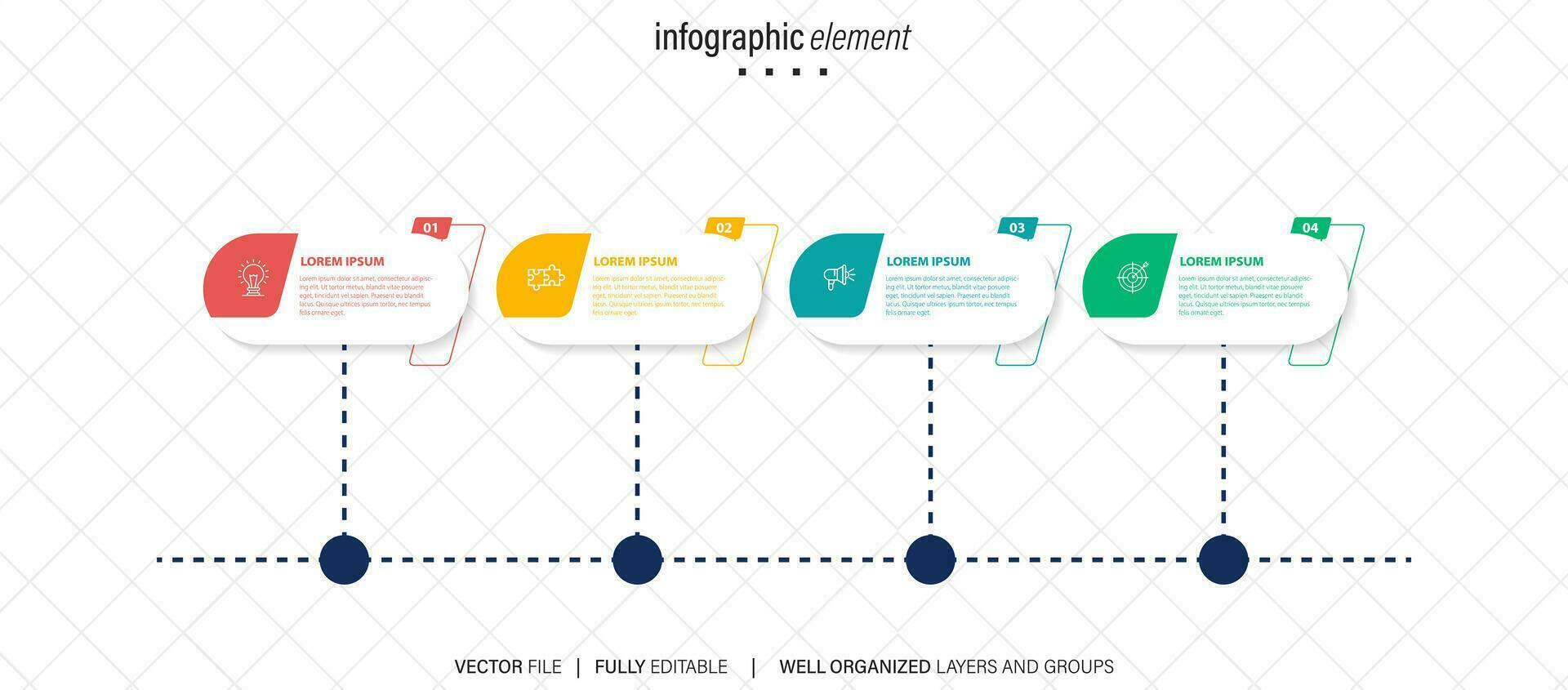 mince ligne infographie schème avec 4 options. vecteur modèle pour